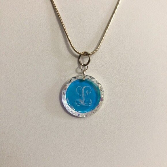 Suncatcher Initial "L" Pendant Necklace Silver Tone - Picture 1 of 7